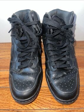 Vintage Nike Women's Leather Black Mid-Top Hidden Wedge Sneakers